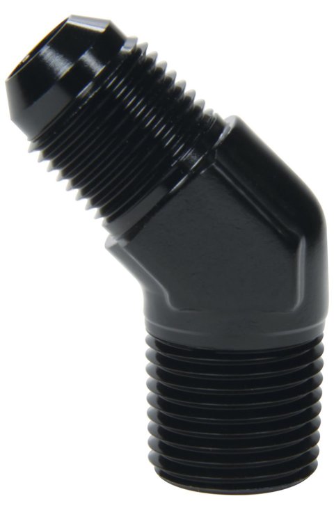 Allstar Performance AN to NPT Adapter Fittings ALL49536 Fitting, Adapter, NPT, 45 Degree, Aluminum, Black Anodized, -4 AN, Male 1/4 in. NPT, Each