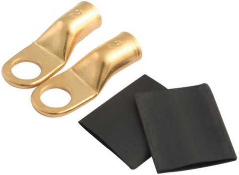 Allstar Performance Ring Terminals ALL76117 Battery Cable Teminal, Eyelet, 3/8 in., Brass, 2-Gauge, Pair