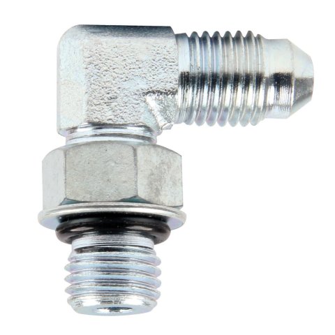 Allstar Performance Brake Fittings ALL50035 Adapter Fittings, Steel, -4 AN to 7/16 in.-20, Caliper, Includes O-Ring, 90 Degree, Pair