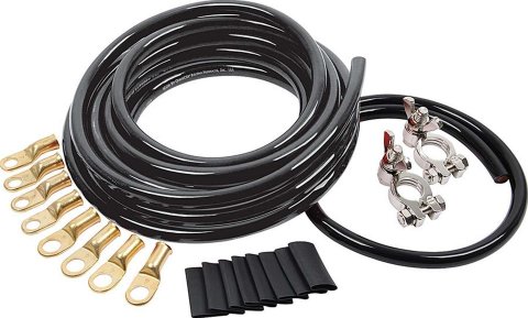 Allstar Performance Battery Cable Kits ALL76115 Cables, Silicone, Black, Eyelet, 4-Gauge, Universal, Kit