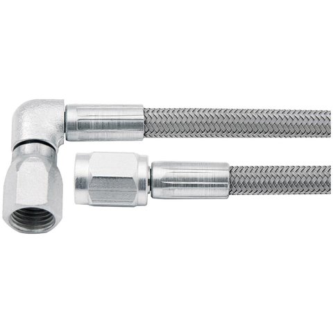 Allstar Performance Braided Steel Lines ALL46302-28 Brake Line, Stainless Steel, 28 in. Length, -3 AN Hose, -3 AN Female, -3 AN 90 Degree Female, Each
