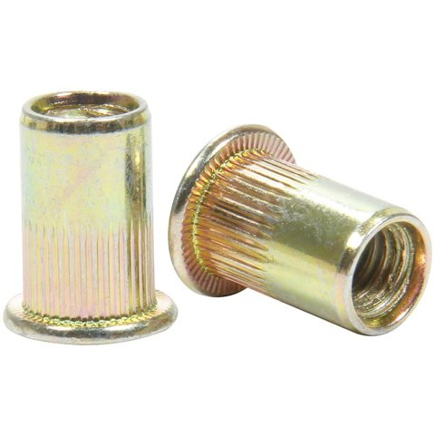 Allstar Performance Threaded Inserts ALL19463 Nutsert Inserts, 1/4-20 in. Thread Size, 13/32 in. Hole Size, Steel, Zinc Plated, Set of 10