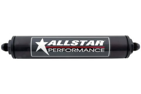 Allstar Performance Inline Aluminum 10 Microns Fuel Filter with -6 AN Inlet Size ALL40238 Filter, Aluminum, Black Anodized, Paper Element, Male Inlet/Outlet, 2 in. Diameter, 12 in. Length, Each