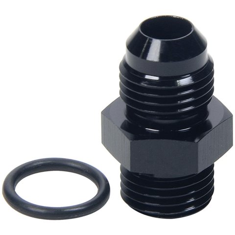 Allstar Performance AN Flare Adapter Fittings ALL49842 and Adapters, Fittings, Straight, Aluminum, Black, -8 Male AN, -8 Male Straight Cut O-ring, Each