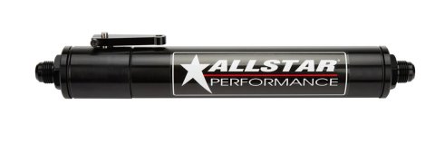 Allstar Performance Fuel Filter with Shut-Off Valves -6 AN Inlet Size ALL40196 Filter, With Valve, Inlet, Outlet, Aluminum, Black, Each