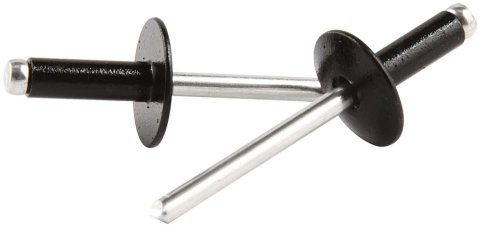Allstar Performance Large Head Rivets ALL18170 Rivets, Blind Rivets, 3/16 in. Rivet, 9/16 in. Head, Aluminum, Black, Set of 250