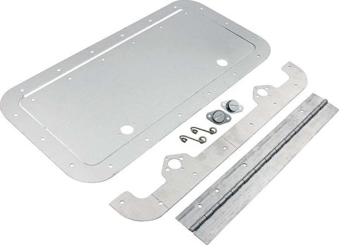 Allstar Performance Access Panels ALL18532 Body Panel, Access, Deck Lid Position, Aluminum, Natural, 6 in. x 14 in., Hinge, Fastener, Kit