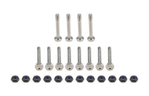 Allstar Performance Fastener Hardware Assortments ALL17016 kit includes (12) 3/16 in x 1-1/2 in titanium bolts and (12) black half nuts.