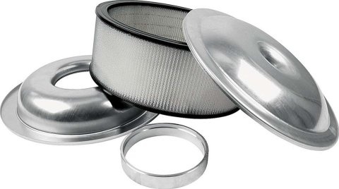 Allstar Performance Aluminum Air Cleaners ALL25916 Cleaner, 14 in. Diameter, Round, Aluminum, Natural, 1.5 in. Dropped Base, 1 in. Spacer, 5 in. Filter Height, Each