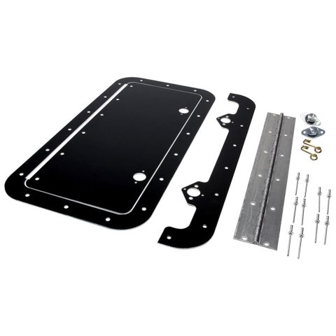 Allstar Performance Access Panels ALL18542 Body Panel, Access, Deck Lid Position, Aluminum, Black, 6 in. x 14 in., Hinge, Fastener, Kit