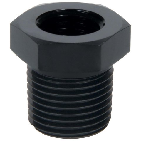 Allstar Performance NPT Reducer Fittings ALL49772 Fitting, Reducer, Aluminum, Black Anodized, Straight, 3/8 in. NPT, Male Threads, 1/4 in. NPT, Female Threads, Each