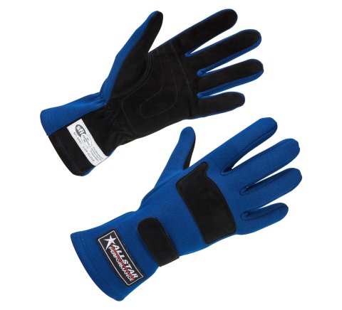 Allstar Performance Double-Layer SFI 3.3/5 Driving Gloves ALL915022 Gloves, Double Layer, SFI-3.3/5, Aramid, Blue/Black, Medium. Pair