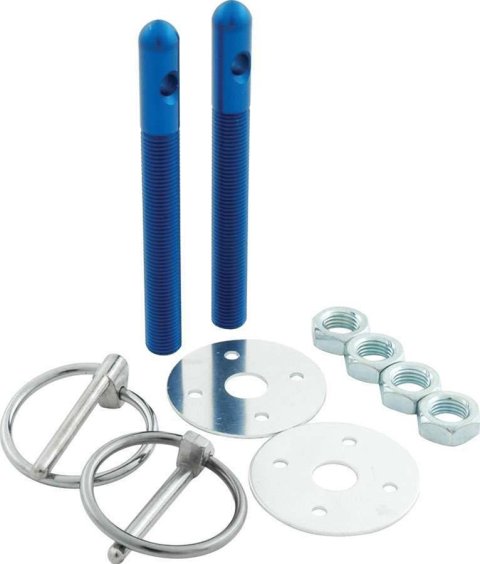 Allstar Performance Hood Pin Kits ALL18482 Pins, Torsion Pin-Style, 3.500 in. Long, 3/8 in. Diameter, Aluminum, Blue Anodized, Kit