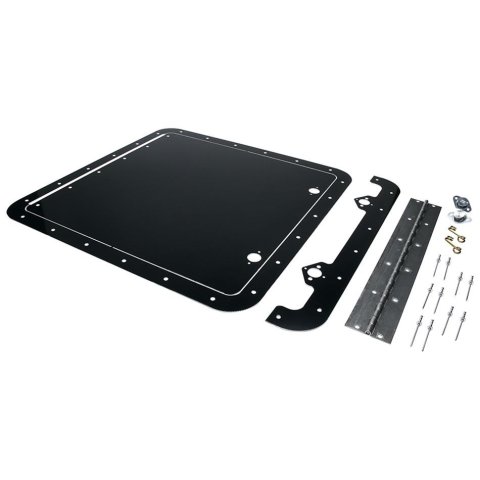 Allstar Performance Access Panels ALL18544 Body Panel, Access, Deck Lid Position, Aluminum, Black, 14 in. x 14 in., Hinge, Fastener, Kit