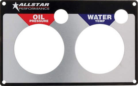 Allstar Performance Gauge Panels ALL80125 Panels, Two Type, Designed for Oil Pressure and Water Temperature Gauges, Aluminum, Black/Silver, 4.500 in. Height, 7.250 in. Length, Each
