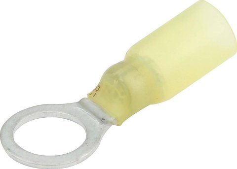 Allstar Performance Terminal Connectors ALL76086 Electrical Wiring Connectors, Tin Plated Copper, 3/8 in. Stud Ring with Shrink Sleeve, Male, 10-12 Gauge, Set of 10