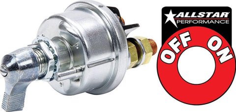 Allstar Performance Battery Disconnect Switches ALL80154 heavy duty switch mounts in a 3/4 in hole in a panel up to 1/4 in thick and include a deca