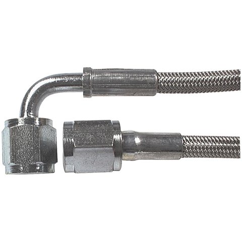 Allstar Performance Braided Steel Lines ALL46312-9 Brake Lines, Stainless Steel, -4 AN, Straight, 90 Degree, Female Threads, 9.00 in. Length, Each