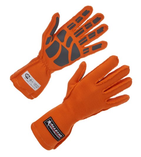 Allstar Performance Driving Gloves ALL916045 SFI 3.3/5 Outseam D/L XL Orange