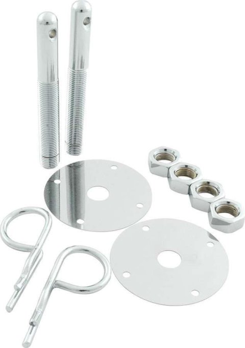 Allstar Performance Hood Pin Kits ALL18514 Pins, Hairpin-Style, 4.000 in. Long, 1/2 in. Diameter, Steel, Chrome Plated, Kit