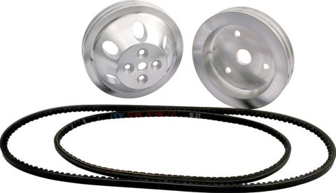 Allstar Performance 1:1 Ratio Pulley Kits ALL31082 Pulleys, V-Belt, Aluminum, Machined, Crankshaft, Water Pump, Chevy, Small Block, Short Water Pump, Kit