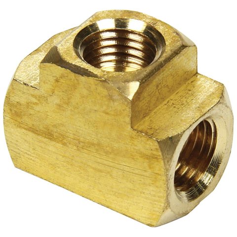 Allstar Performance Brake Fittings ALL50136 Tee, Brass, 3/16 in. Line, 3/8-24 in. Female Inverted Flare, Set of 2