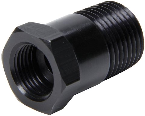 Allstar Performance Temperature Gauge Adapters ALL50204 Adapter, Aluminum, Black Anodized, Male 1/2 in. NPT to Female 5/8 in., Each