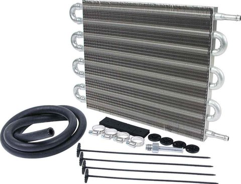 Allstar Performance Transmission Coolers ALL26708 Cooler, Tube and Fin, Copper/Aluminum, 16 in. Width, 10.0 in. Height, 3/8 in. Hose Fittings, Each