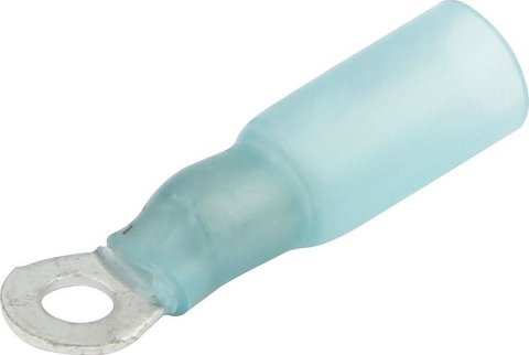 Allstar Performance Terminal Connectors ALL76071 Electrical Wiring Connectors, Tin Plated Copper, #6 Stud Ring with Shrink Sleeve, Male, 14-16 Gauge, Set of 10