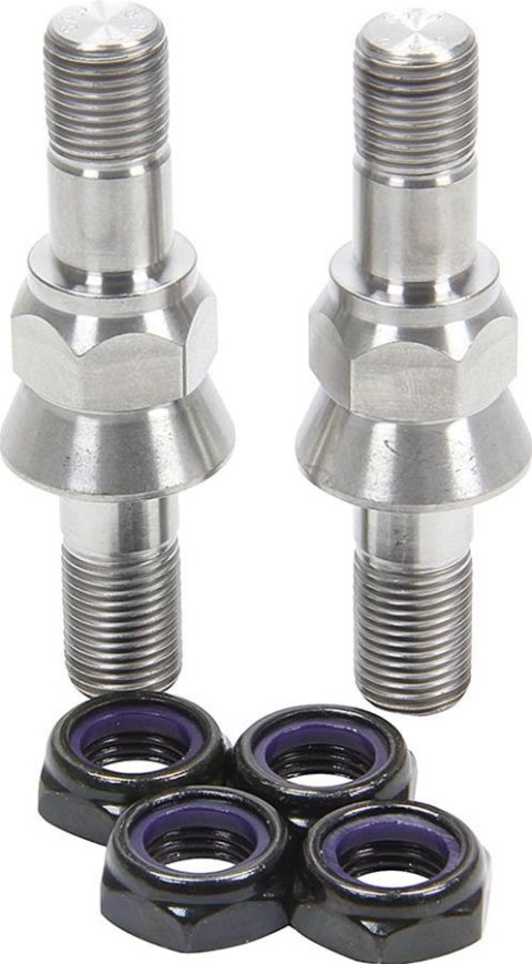 Allstar Performance Fastener Hardware Assortments ALL17024 kit includes (2) taper cone titanium studs and (4) 1/2 in-20 black half nuts.