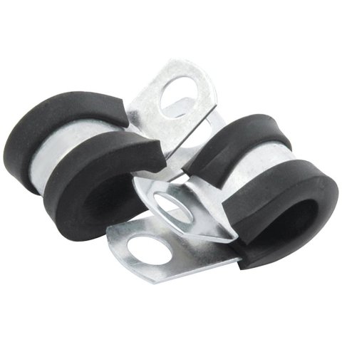 Allstar Performance Aluminum Line Clamps ALL18301-50 Hose Mounting Clamps, Cushioned, Aluminum, Natural, One 1/4 in. Diameter Hole, Set of 50