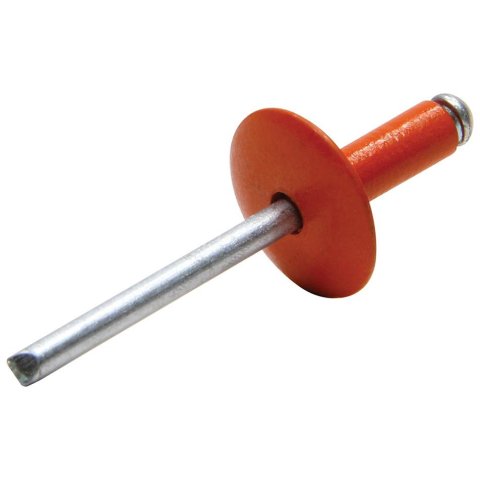 Allstar Performance Large Head Rivets ALL18015 Rivets, Orange, Steel, Aluminum, Size 3/16 in., Diameter 5/8 in., Grip Range 0.250-0.375 in., Set of 250.