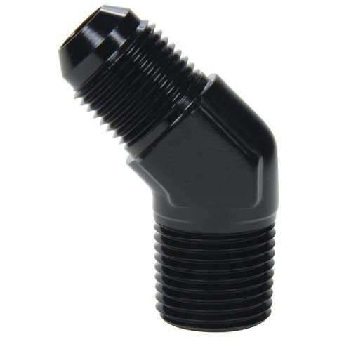 Allstar Performance AN to NPT Adapter Fittings ALL49544 Fitting, Adapter, NPT, 45 Degree, Aluminum, Black Anodized, -8 AN, Male 1/2 in. NPT, Each