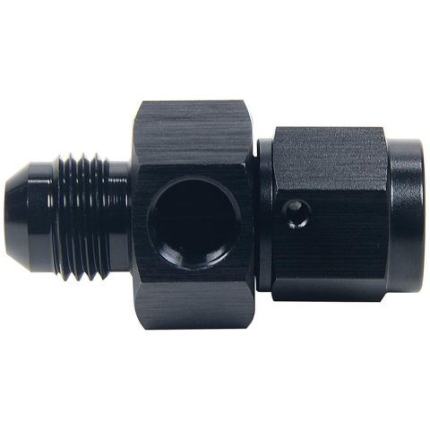 Allstar Performance Adapter Fittings ALL49762 and Adapters, Straight Fittings, Aluminum, Black, 1/8 in. NPT Gauge Port, -6 AN Male AN End/-6 AN Female AN End, Each