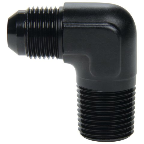 Allstar Performance AN to NPT Adapter Fittings ALL49574 Fitting, Adapter, NPT, 90 Degree, Aluminum, Black Anodized, -8 AN, Male 1/2 in. NPT, Each