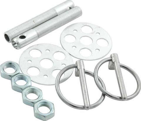 Allstar Performance Hood Pin Kits ALL18472 Pins, Torsion Pin-Style, 2.750 in. Long, 3/8 in. Diameter, Aluminum, Silver Anodized, Kit