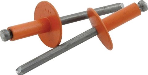 Allstar Performance Large Head Rivets ALL18178 Rivets, Blind Rivets, 3/16 in. Rivet, 9/16 in. Head, Aluminum/Steel, Orange, Set of 250