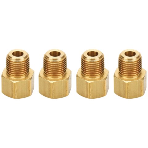 Allstar Performance Brake Fittings ALL50121 Fittings, Brass, Male 1/8 in. NPT to Female 1/4 in. Thread, Inverted Flare, Set of 4