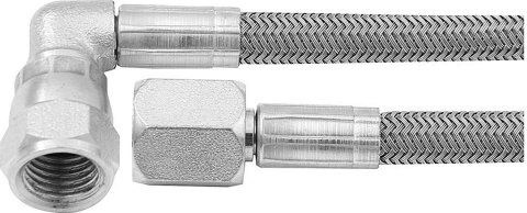 Allstar Performance Braided Steel Lines ALL46402-20 Brake Lines, Stainless Steel, - 4 AN, Straight, 90 Degree, Female Threads, 20.00 in. Length, Each