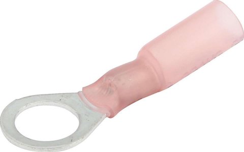 Allstar Performance Terminal Connectors ALL76065 Electrical Wiring Connectors, Tin Plated Copper, 5/16 in. Stud Ring with Shrink Sleeve, Male, 18-22 Gauge, Set of 10