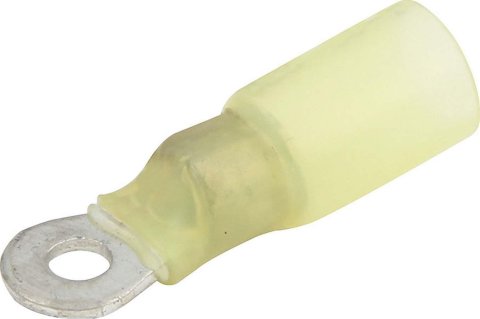 Allstar Performance Terminal Connectors ALL76081 Electrical Wiring Connectors, Tin Plated Copper, #6 Stud Ring with Shrink Sleeve, Male, 10-12 Gauge, Set of 10