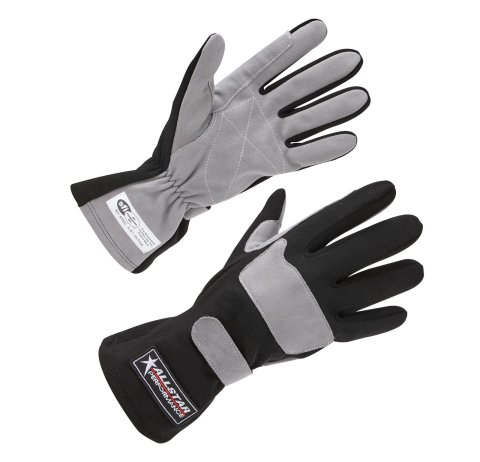 Allstar Performance SFI 3.3/1 Driving Gloves ALL911011 Gloves, Single Layer, Aramid, 3.3/1, Black/Gray, Small. Pair