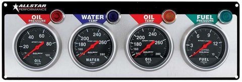 Allstar Performance Gauge Panel Kits ALL80114 4-Gauge Panel, AutoMeter Sport-Comp, Fuel/Oil Press, Oil/Water Temp, Each