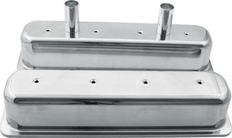 Allstar Performance Cast Aluminum Valve Covers ALL26137 Covers, Tall, Centerbolt Mounting Style, Aluminum, Polished, Chevy, 305, 350, Pair