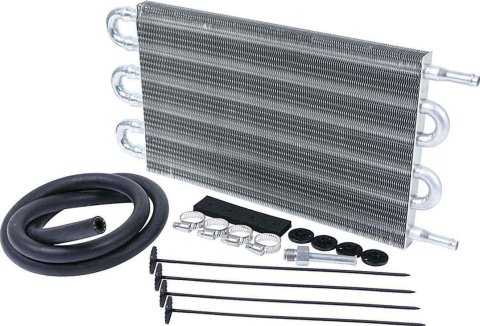 Allstar Performance Transmission Coolers ALL26706 Cooler, Tube and Fin, Copper/Aluminum, 15 in. Width, 7.5 in. Height, 3/8 in. Hose, Fittings, Each