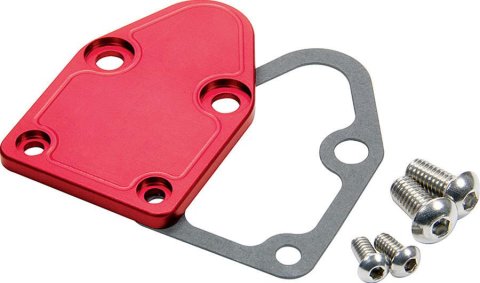 Allstar Performance Billet Aluminum Fuel Pump Block-Off Plates ALL40302 Plate, Aluminum, Red, Chevy, Small Block, Each