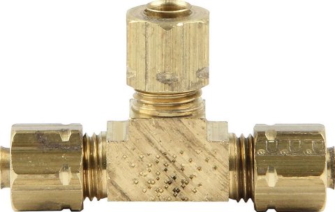 Allstar Performance Brake Fittings ALL48035 Fitting, Tee, Brass, Natural, 3/16 in. Male, Each