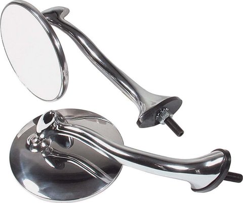 Allstar Performance Swan Neck Mirrors ALL76400 Side View Mirrors, Round, 4 in. Diameter, Manual, 5 in. Length Neck, Polished Housing, Pair