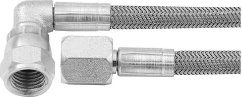Allstar Performance Braided Steel Lines ALL46402-42 Brake Line, Stainless Steel, 42 in. Length, -4 AN Hose, -4 AN Female, -4 AN Female 90 Degree, Each
