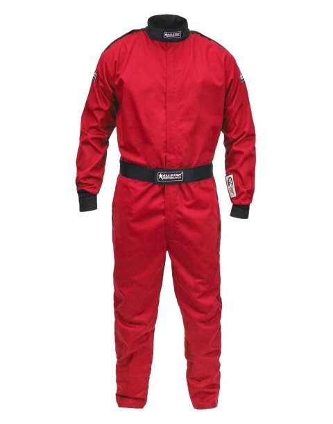 Allstar Performance Single-Layer Driving Suits ALL931074 Suit, One-Piece, Single Layer, Pyrovatex, Men's Large, SFI 3.2A/1, Red, Each